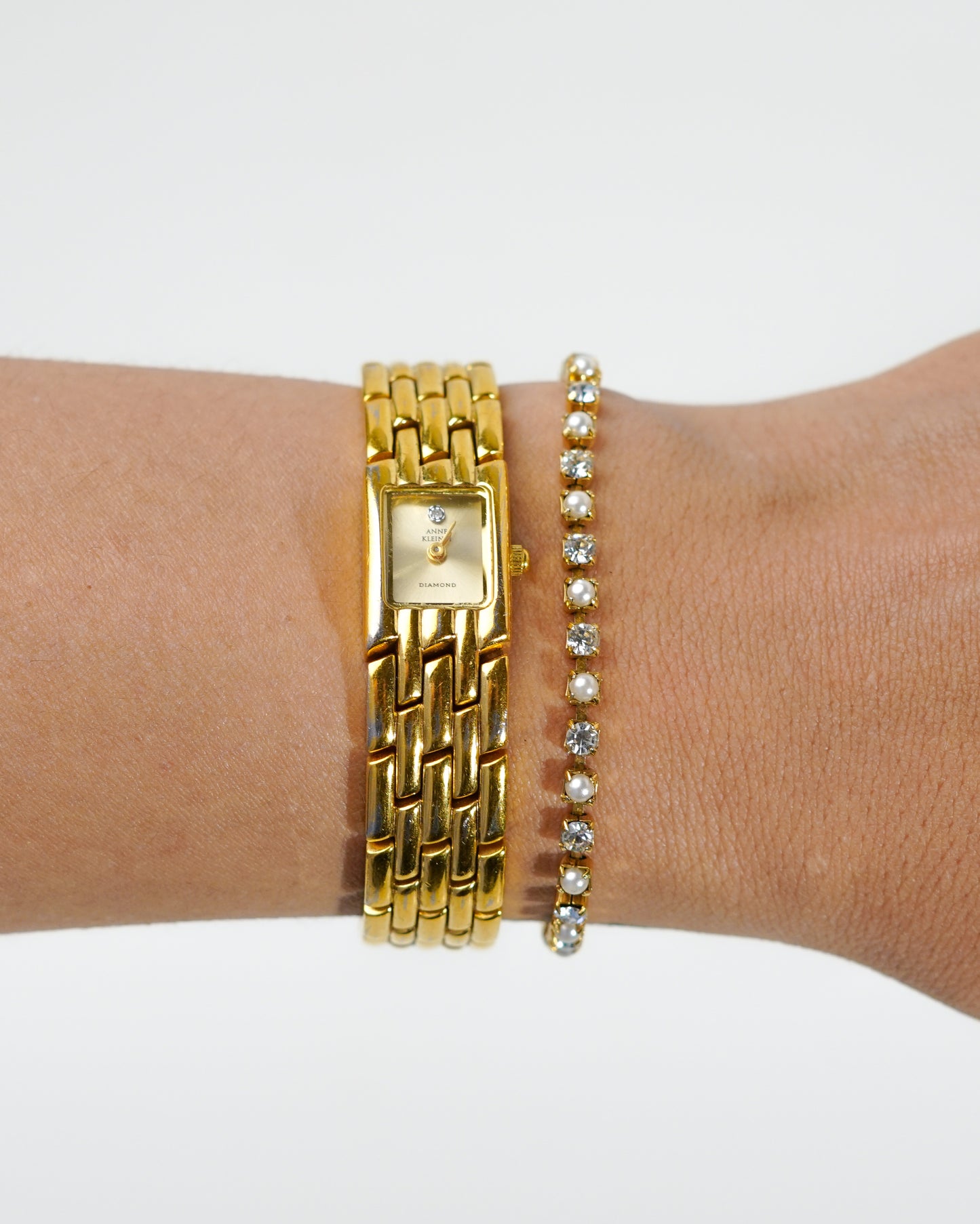 Rectangular Gold-Toned Diamond Anne Klein