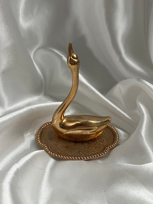 Solid Brass Swan Ring Holder