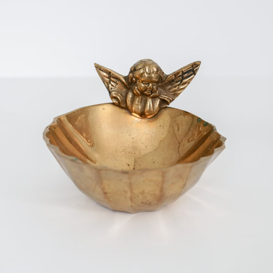 Solid Brass Cherub Trinket Tray