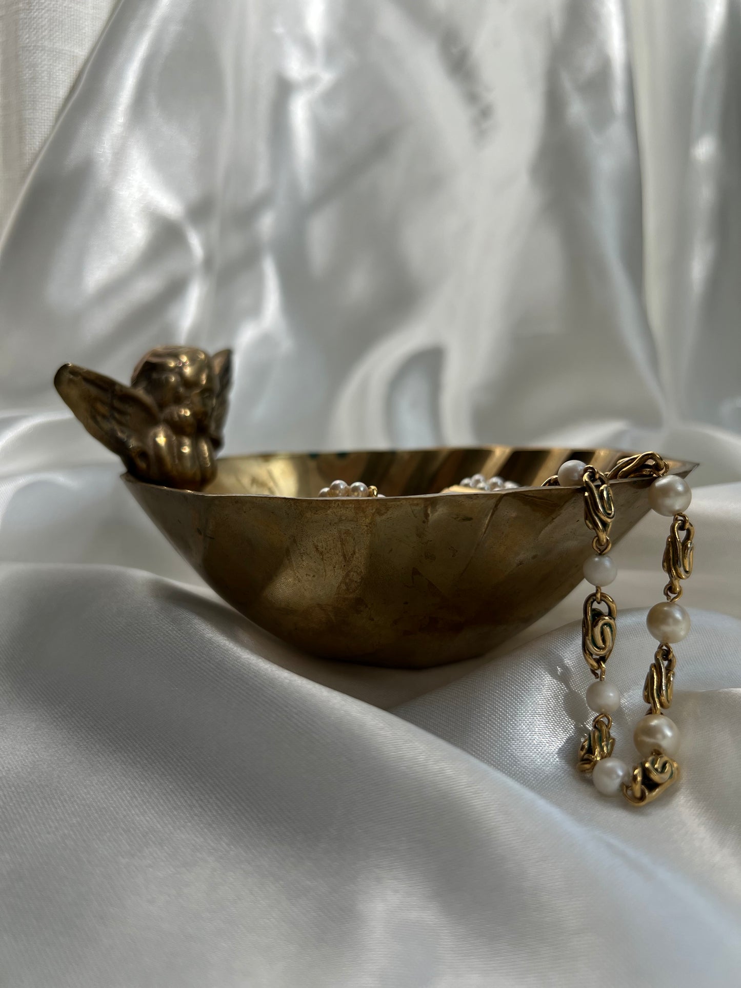 Solid Brass Cherub Trinket Tray